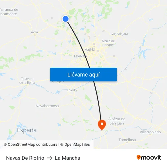 Navas De Riofrío to La Mancha map