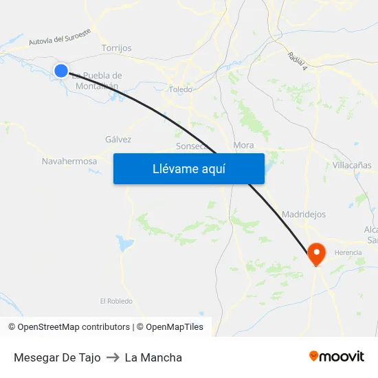 Mesegar De Tajo to La Mancha map
