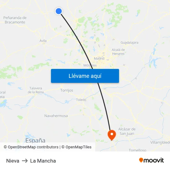 Nieva to La Mancha map