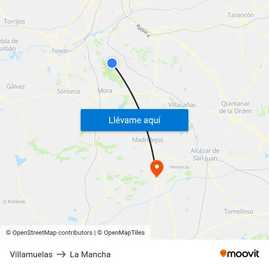 Villamuelas to La Mancha map