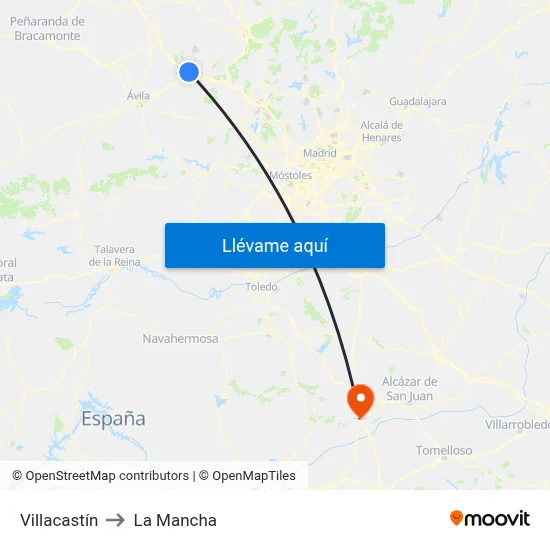 Villacastín to La Mancha map