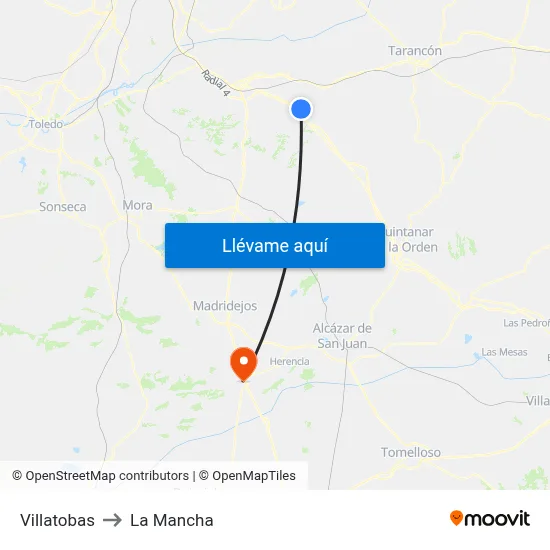 Villatobas to La Mancha map