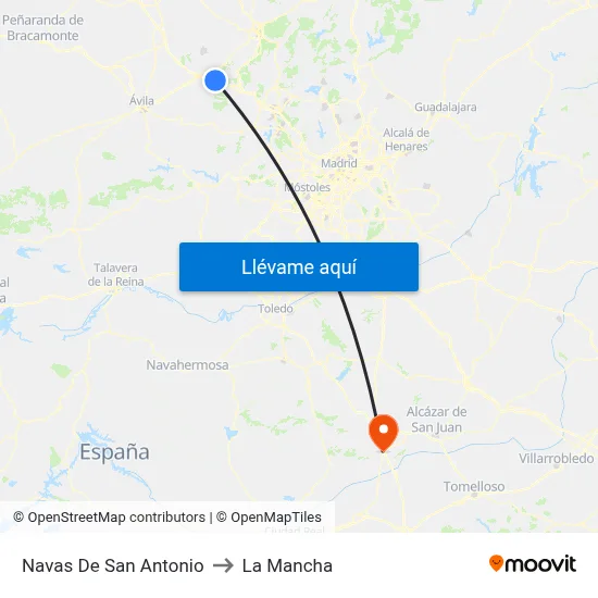 Navas De San Antonio to La Mancha map