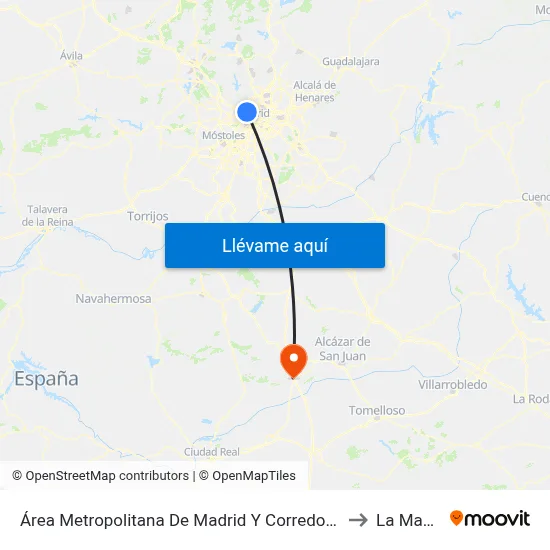 Área Metropolitana De Madrid Y Corredor Del Henares to La Mancha map