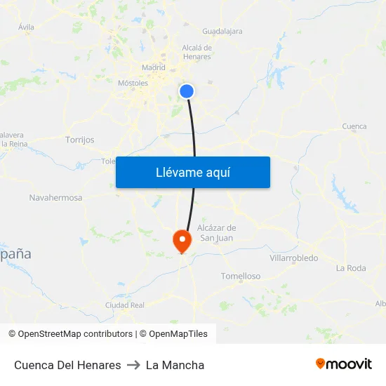 Cuenca Del Henares to La Mancha map