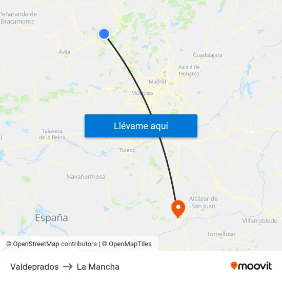 Valdeprados to La Mancha map