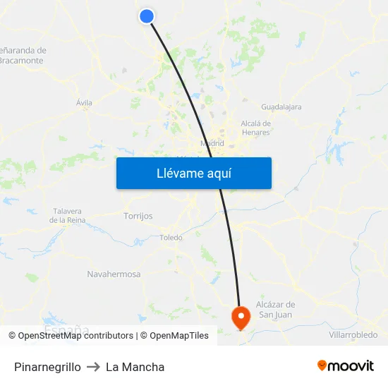 Pinarnegrillo to La Mancha map