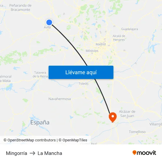 Mingorría to La Mancha map