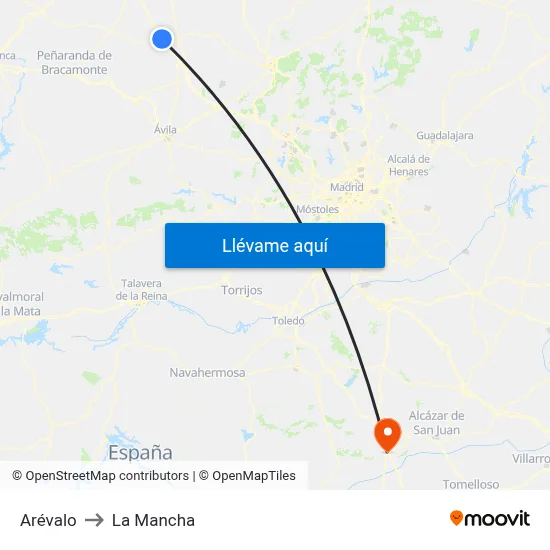 Arévalo to La Mancha map