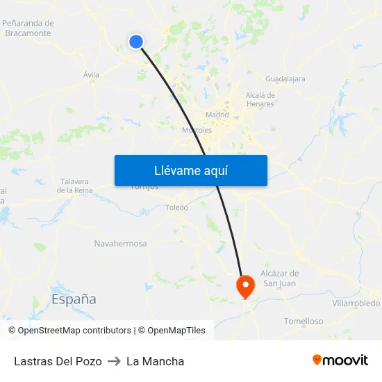 Lastras Del Pozo to La Mancha map