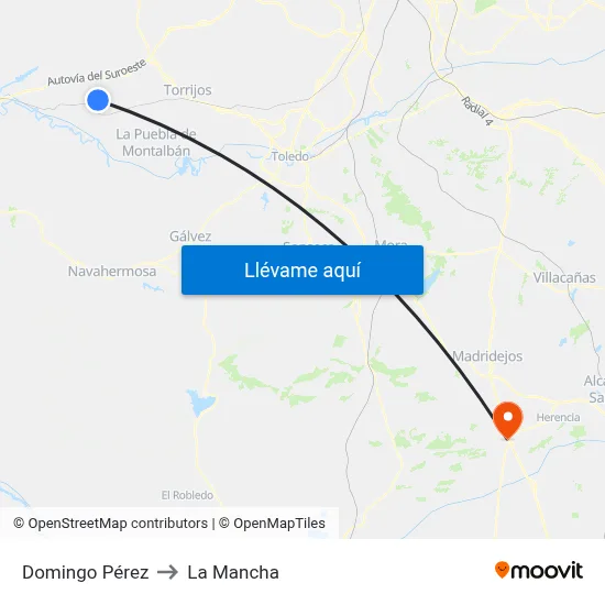 Domingo Pérez to La Mancha map
