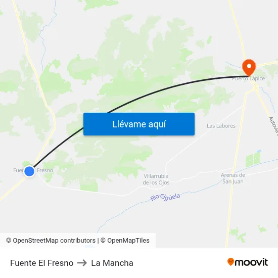 Fuente El Fresno to La Mancha map