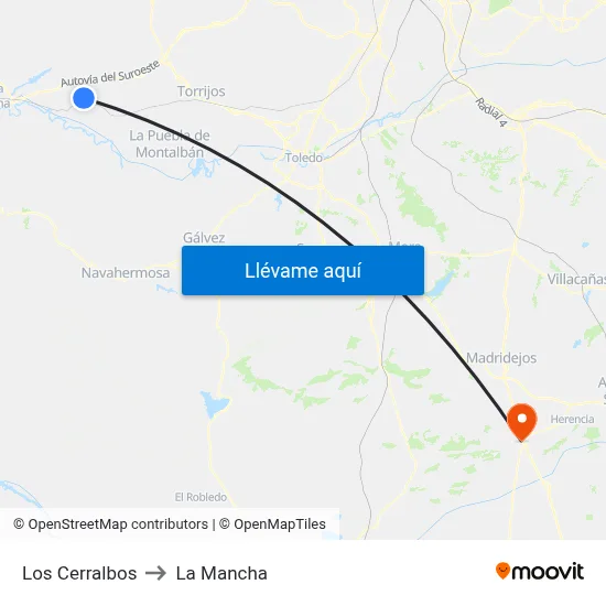 Los Cerralbos to La Mancha map