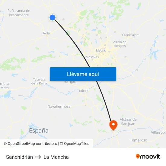 Sanchidrián to La Mancha map