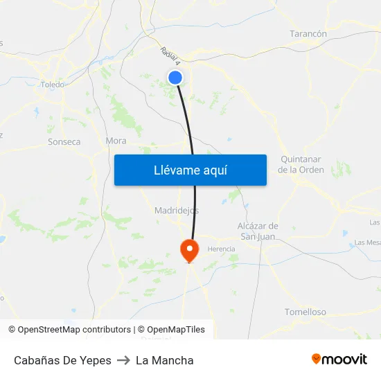 Cabañas De Yepes to La Mancha map