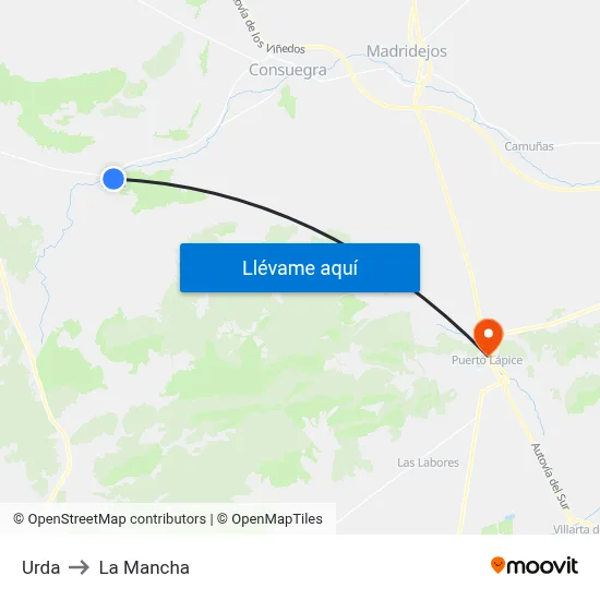 Urda to La Mancha map