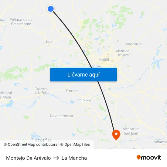 Montejo De Arévalo to La Mancha map
