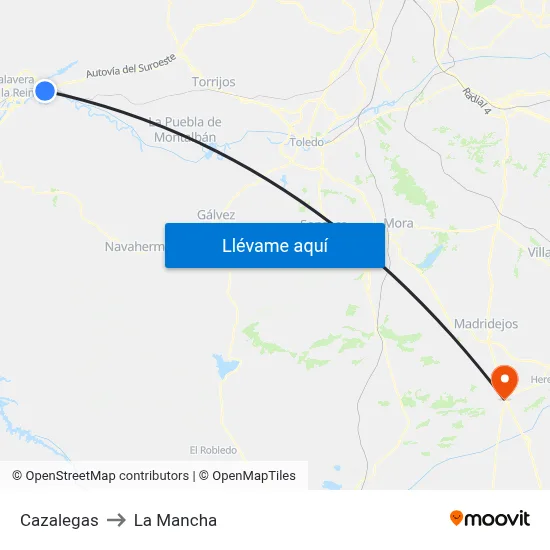 Cazalegas to La Mancha map