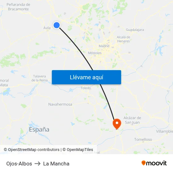 Ojos-Albos to La Mancha map