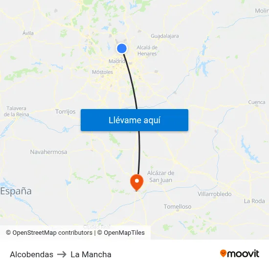Alcobendas to La Mancha map