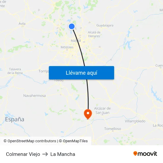 Colmenar Viejo to La Mancha map