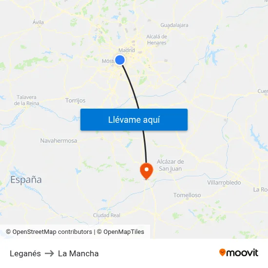 Leganés to La Mancha map