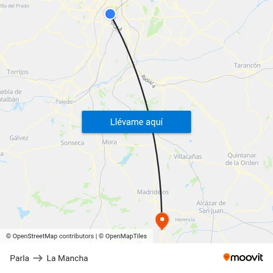 Parla to La Mancha map