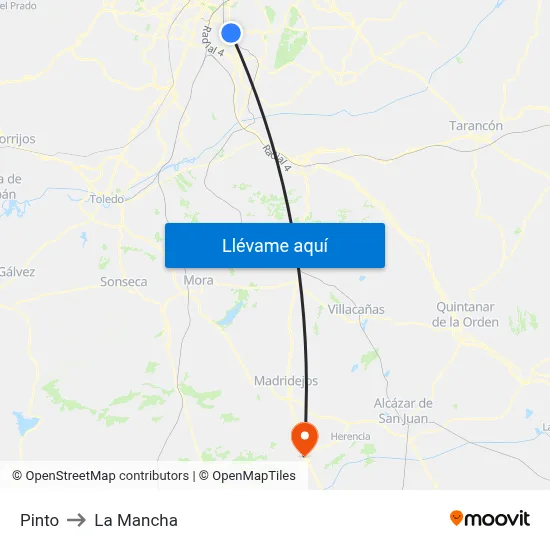 Pinto to La Mancha map