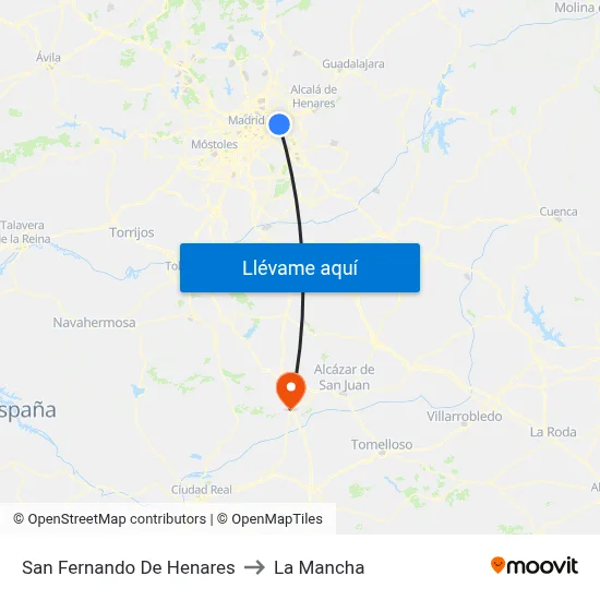 San Fernando De Henares to La Mancha map