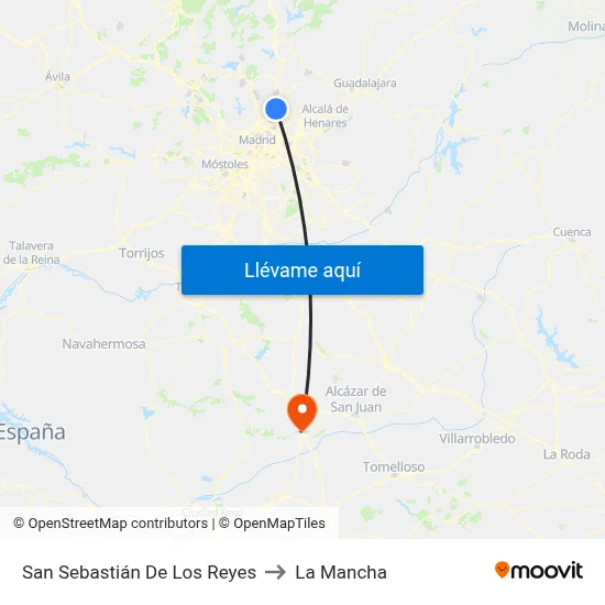 San Sebastián De Los Reyes to La Mancha map