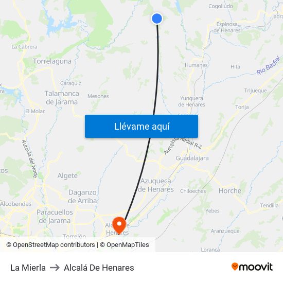 La Mierla to Alcalá De Henares map