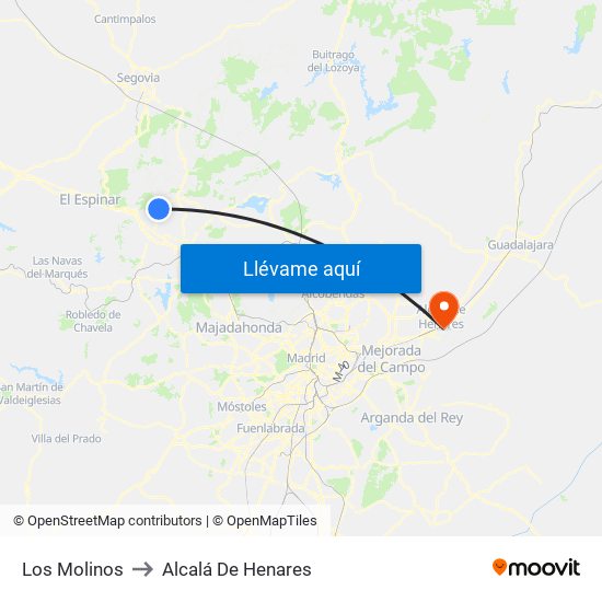 Los Molinos to Alcalá De Henares map