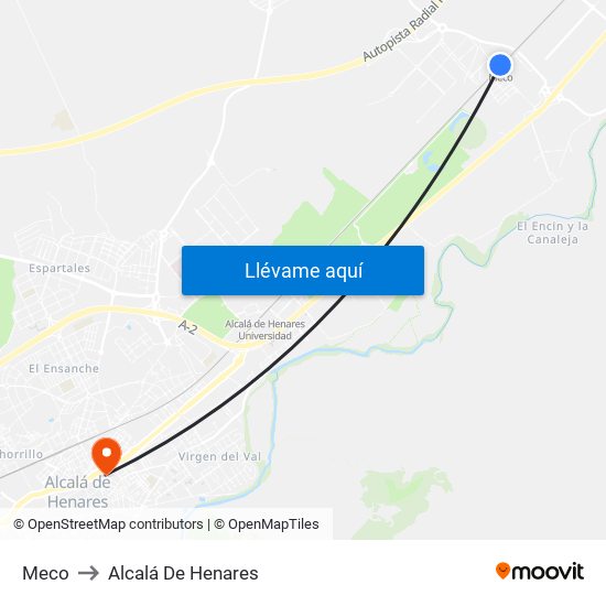 Meco to Alcalá De Henares map