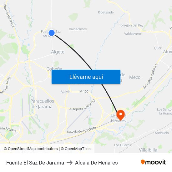 Fuente El Saz De Jarama to Alcalá De Henares map