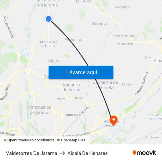 Valdetorres De Jarama to Alcalá De Henares map