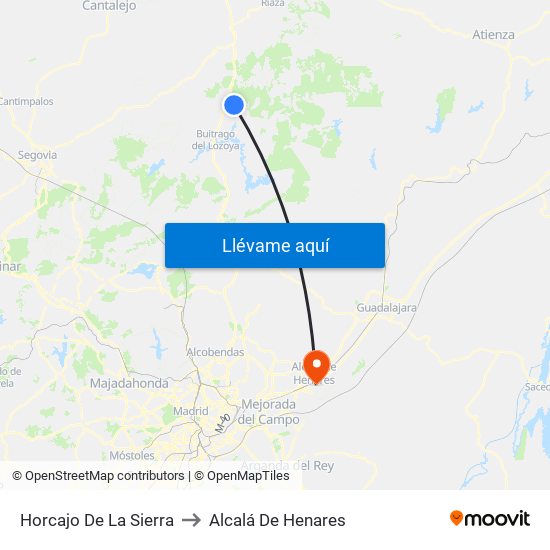 Horcajo De La Sierra to Alcalá De Henares map