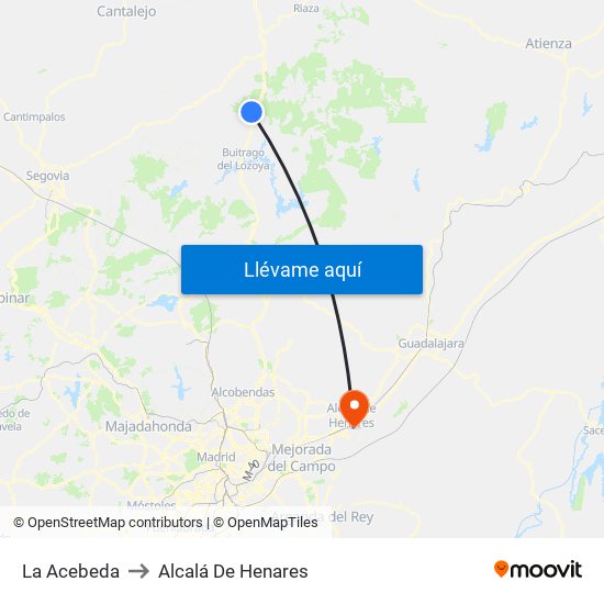 La Acebeda to Alcalá De Henares map
