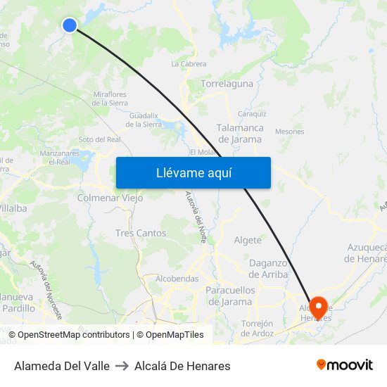 Alameda Del Valle to Alcalá De Henares map