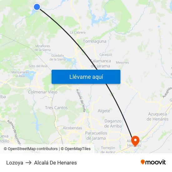 Lozoya to Alcalá De Henares map