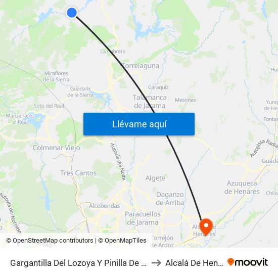 Gargantilla Del Lozoya Y Pinilla De Buitrago to Alcalá De Henares map