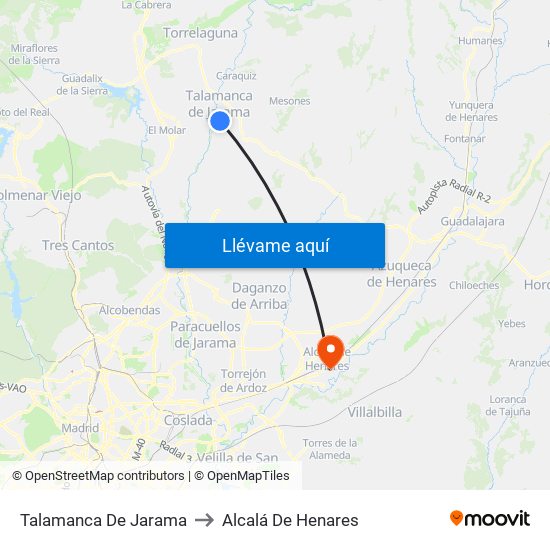 Talamanca De Jarama to Alcalá De Henares map
