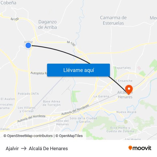 Ajalvir to Alcalá De Henares map
