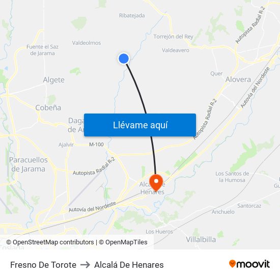 Fresno De Torote to Alcalá De Henares map