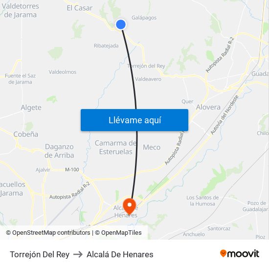 Torrejón Del Rey to Alcalá De Henares map