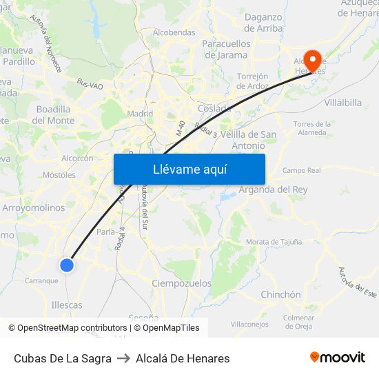 Cubas De La Sagra to Alcalá De Henares map