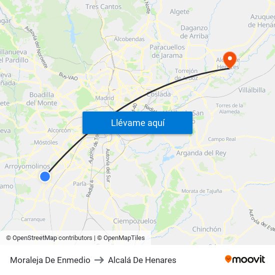 Moraleja De Enmedio to Alcalá De Henares map