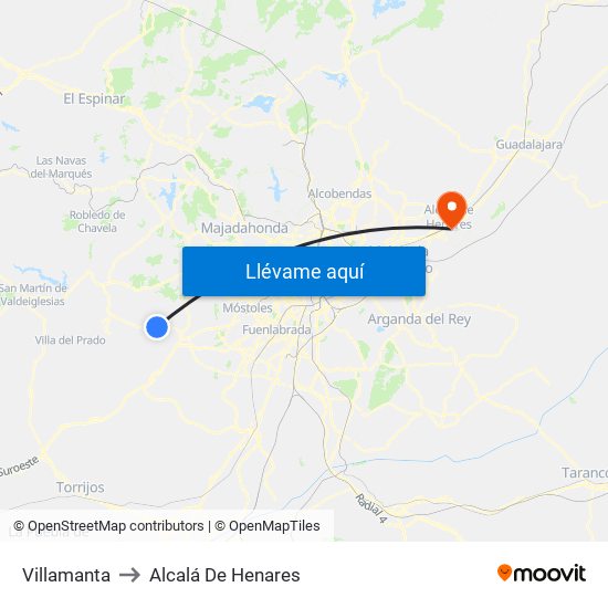 Villamanta to Alcalá De Henares map