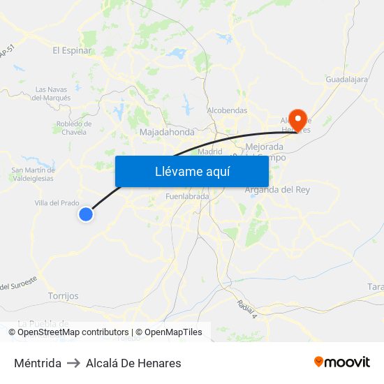 Méntrida to Alcalá De Henares map