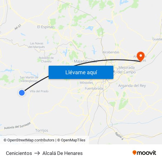 Cenicientos to Alcalá De Henares map