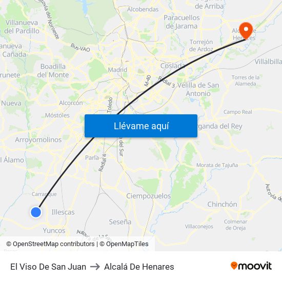 El Viso De San Juan to Alcalá De Henares map